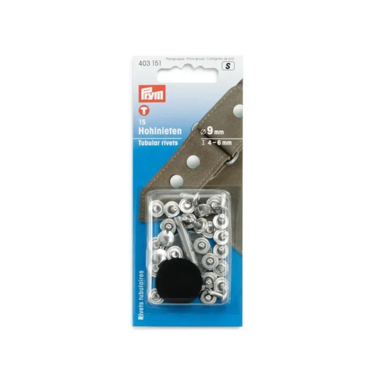 15 Hohlnieten, 4-6 mm, silber