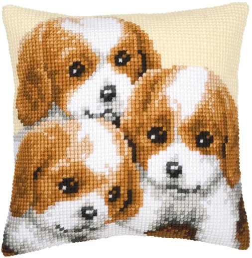 Vervaco - Kreuzstichkissen Hundewelpen