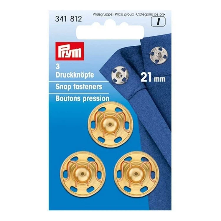 3 Druckknöpfe gold, 21 mm