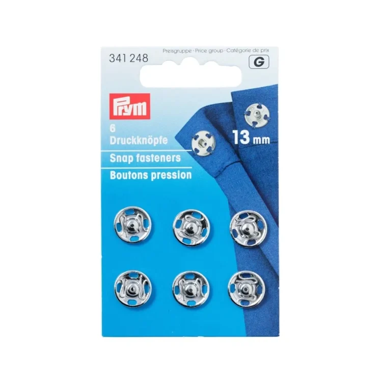 6 Druckknöpfe silber, 13 mm