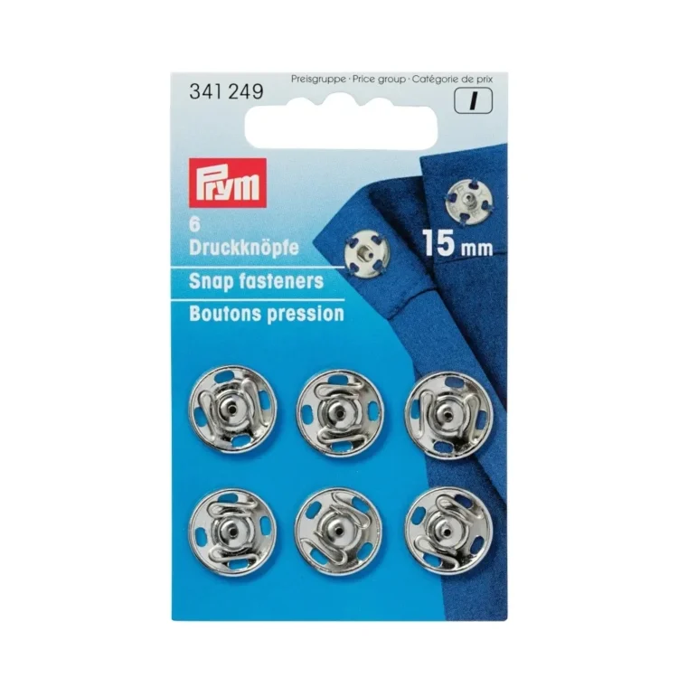 6 Druckknöpfe silber, 15 mm