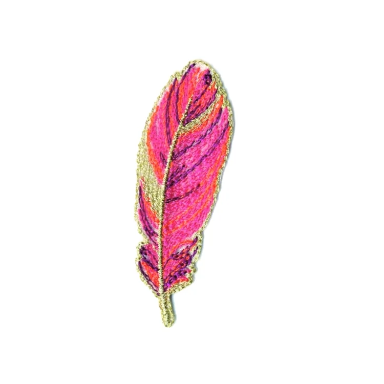Applikation Goldene Feder, pink