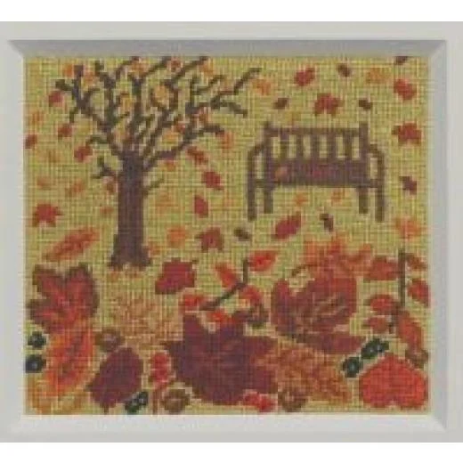 Der feine Faden - Bank im Herbst (Petit Point)