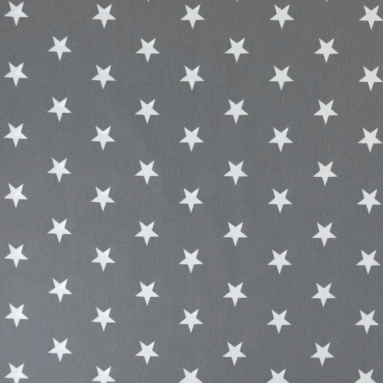 Baumwoll Popeline Big Stars, grau