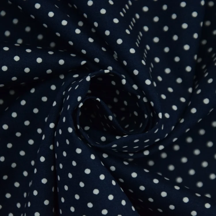 Baumwoll Popeline Dots, marineblau weiß