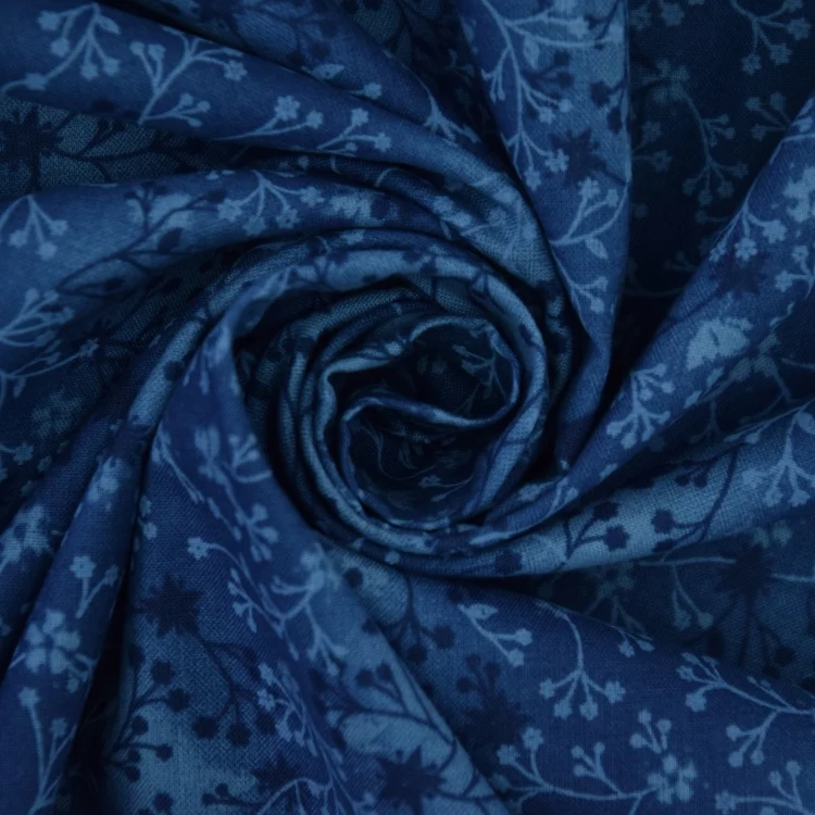 Baumwoll Popeline Ranken 2, blau