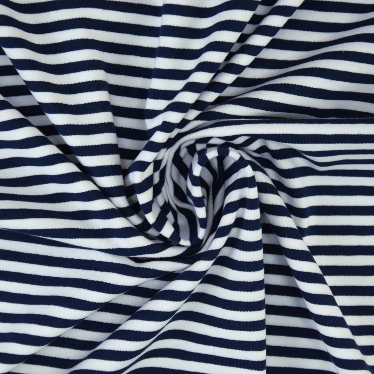 Baumwolljersey Kleine Streifenliebe, marine - weiss