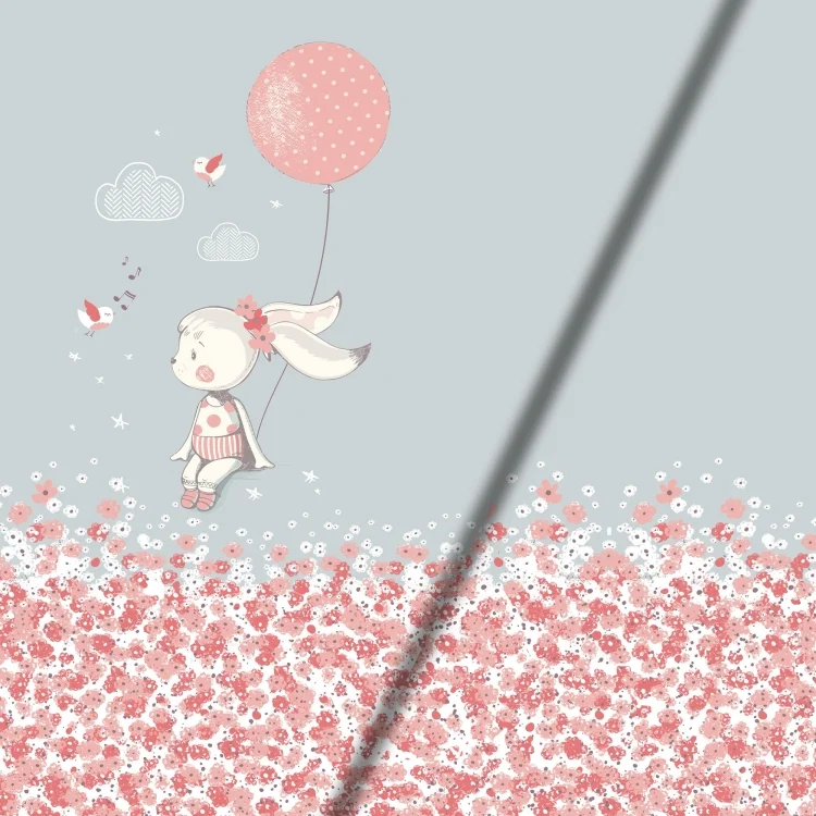 Baumwolljersey Malomi Panel Häschen Putty Luftballon 150 x 70 cm