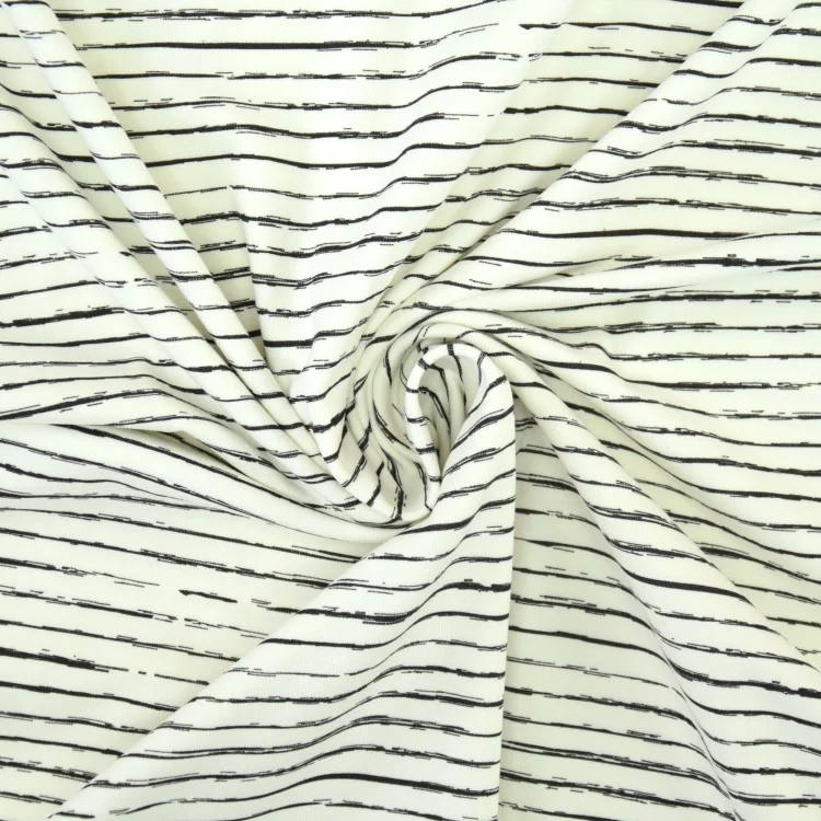 Baumwolljersey Scratchy Stripes, wollweiß