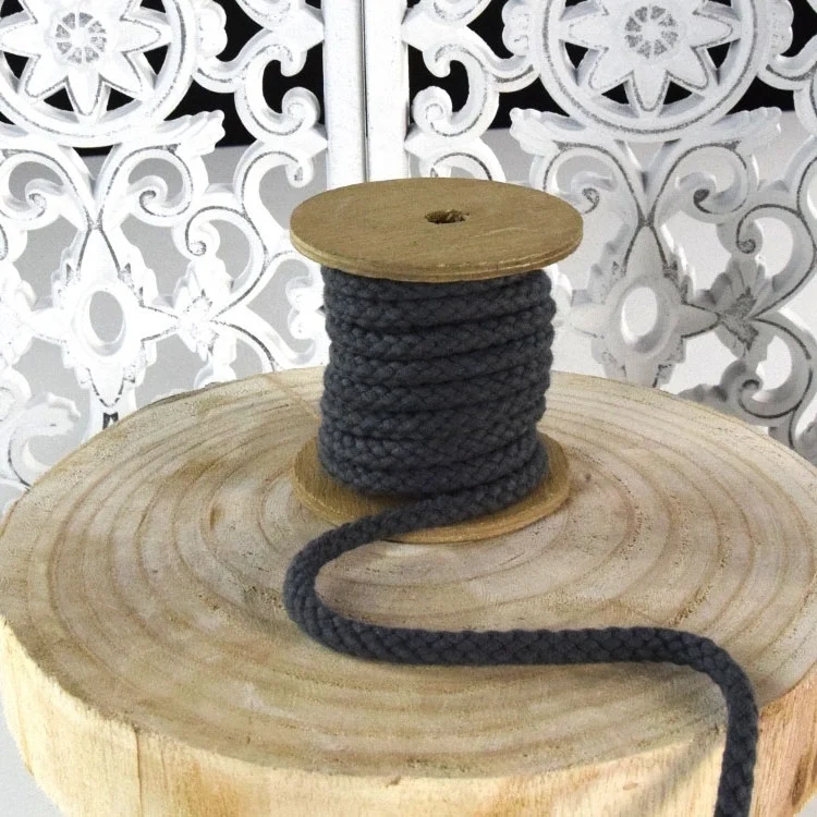 Baumwollkordel, 1cm, pastell anthrazit
