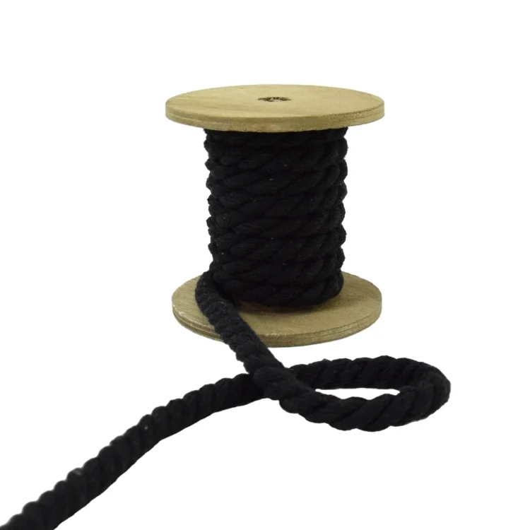 Baumwollkordel gedreht, 8 mm, schwarz