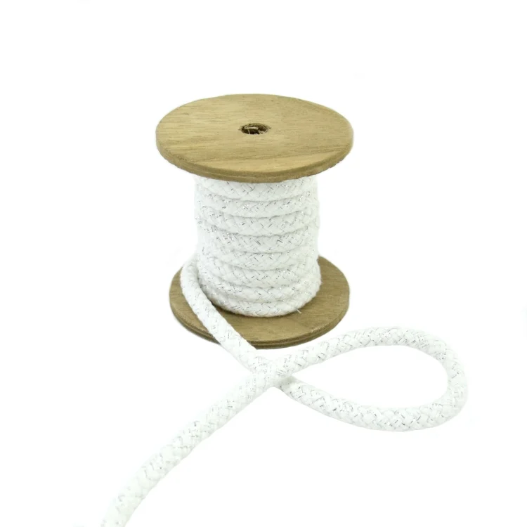 Baumwollkordel Lurex 10 mm, wollweiss