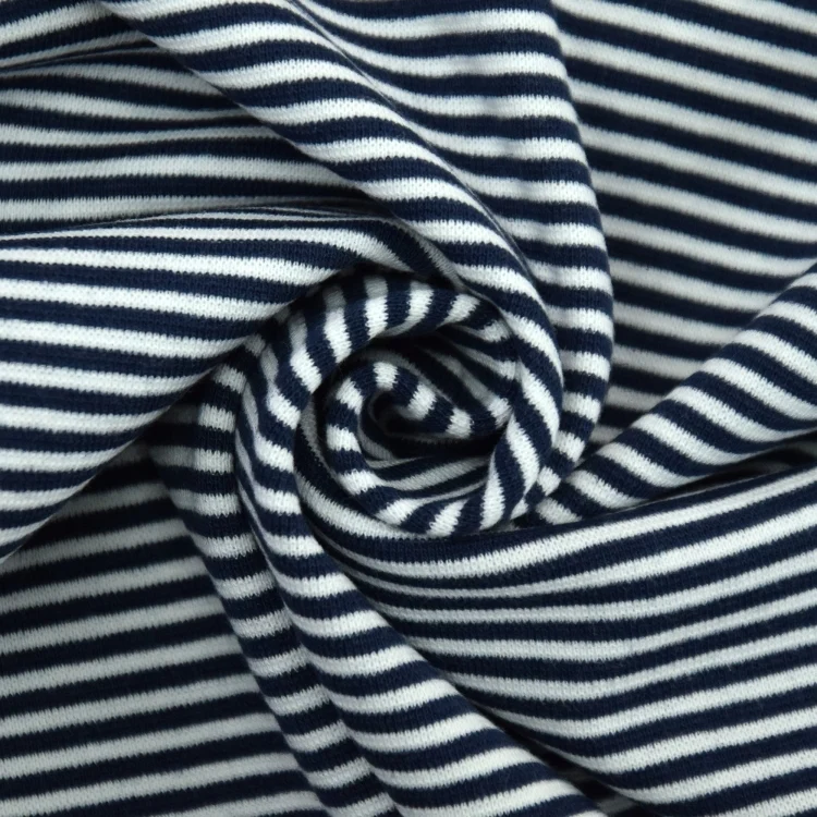Bündchenstoff Kleine Streifenliebe, marineblau - weiss