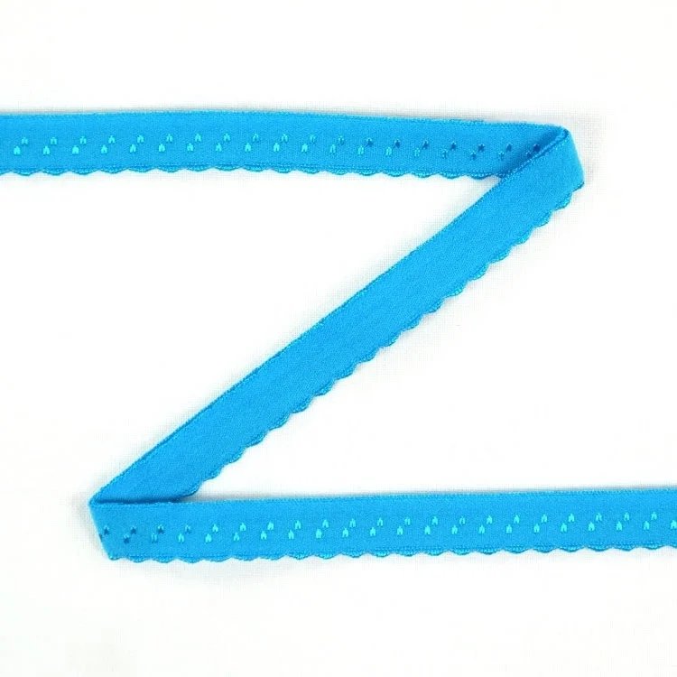 Elastisches Spitzen-Einfassband mit Stickerei, aqua 12 mm