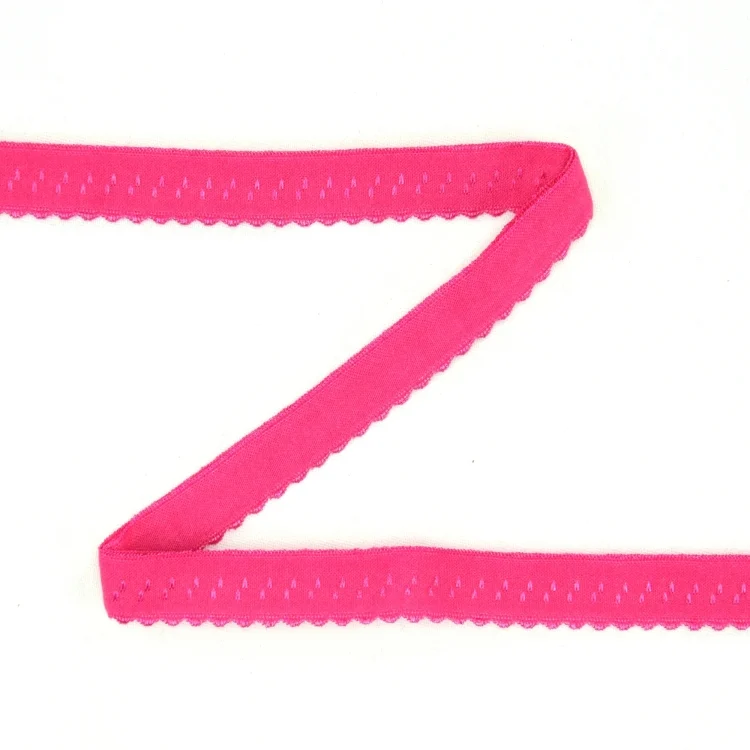 Elastisches Spitzen-Einfassband mit Stickerei pink 12 mm