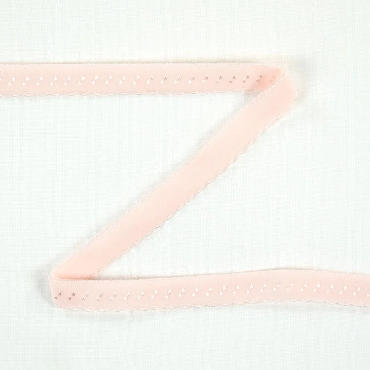 Elastisches Spitzen Einfassband mit Stickerei, rosé 12 mm