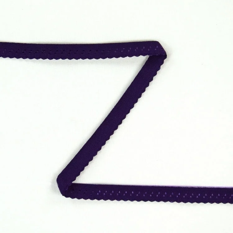 Elastisches Spitzen-Einfassband mit Stickerei, violett 12 mm