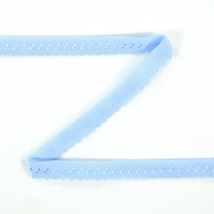 Elastisches Spitzen-Einfassband mit Stickerei, himmelblau 12 mm
