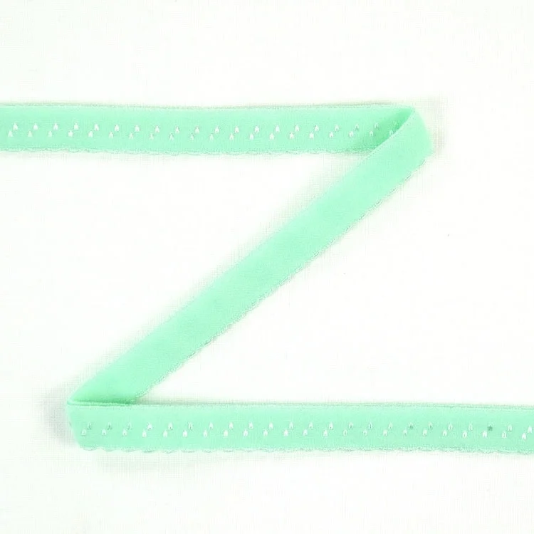 Elastisches Spitzen Einfassband mit Stickerei, mintgrün 12 mm