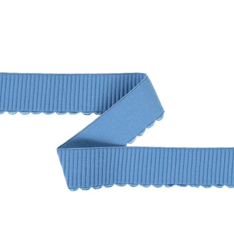 Gummiband mit Sticklitze 38 mm, jeansblau
