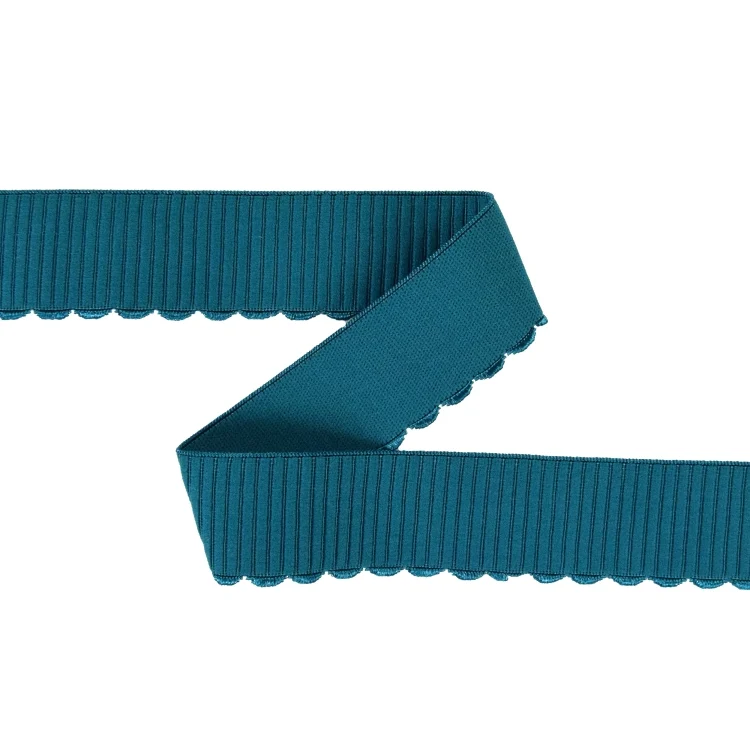 Gummiband mit Sticklitze 38 mm, petrol