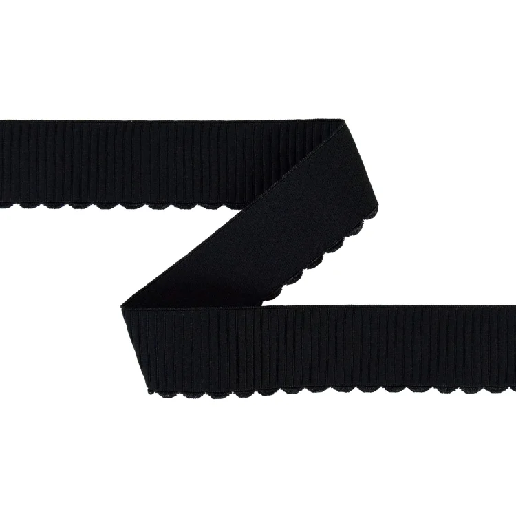 Gummiband mit Sticklitze 38 mm, schwarz