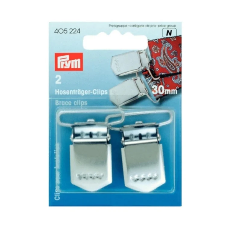 Hosenträger-Clips, 30 mm, silber