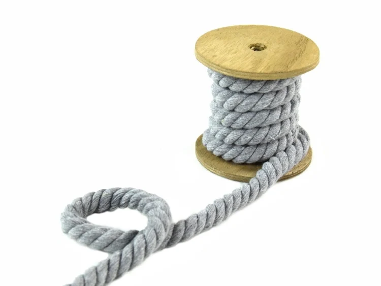 Mega Baumwollkordel gedreht, mittelgrau 12 mm