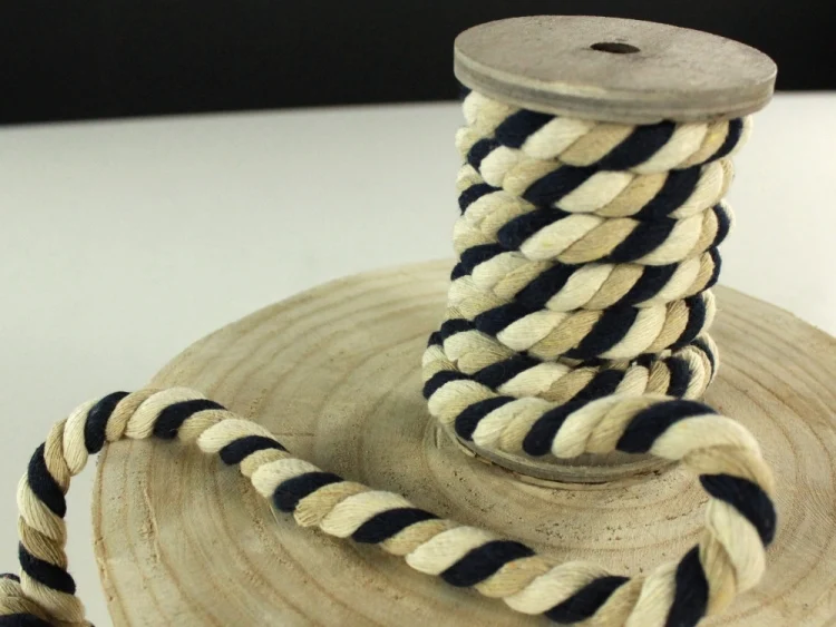 Mega Multicolour Kordel gedreht, beige, marine 12 mm