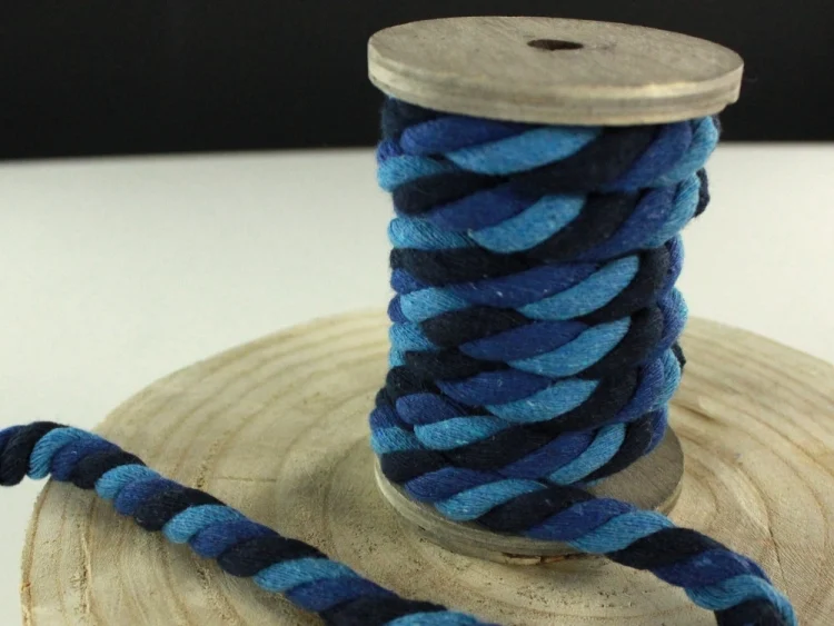 Mega Multicolour Kordel gedreht, türkis, marine, jeansblau 12mm