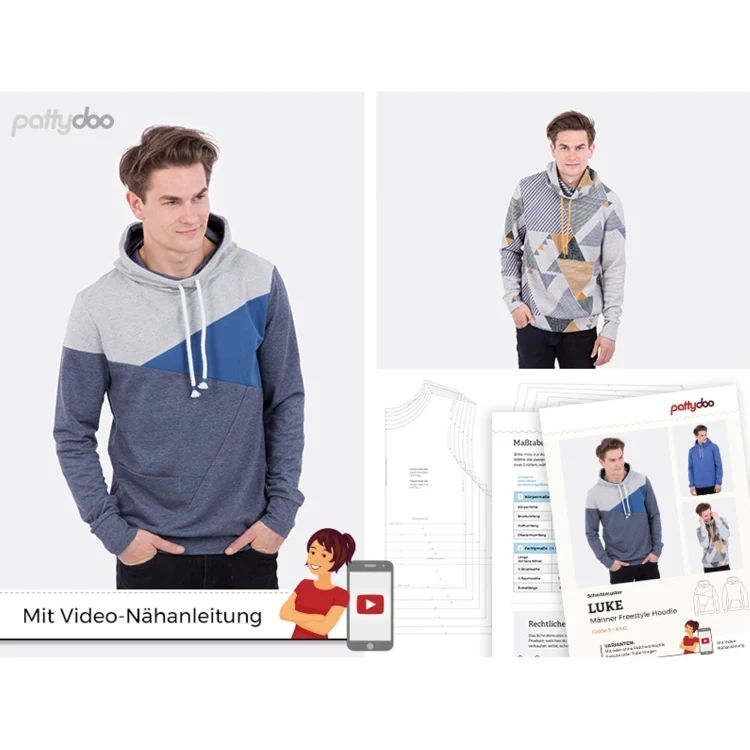 pattydoo Freestyle Hoodie Luke Papierschnittmuster