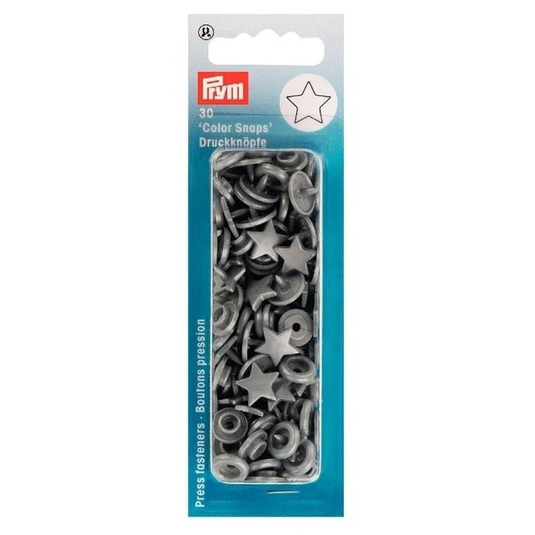 Prym Druckknöpfe Color Snaps Sterne, silbergrau