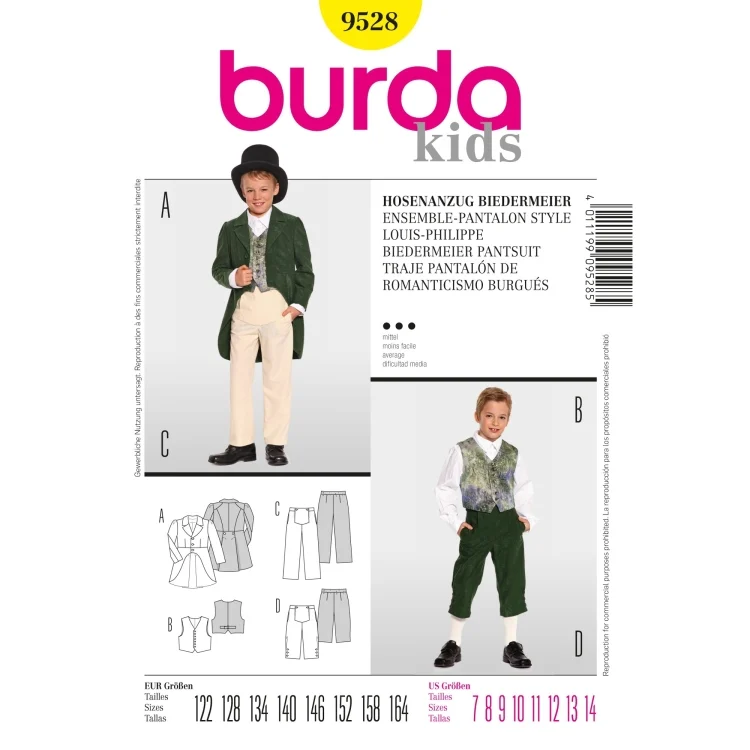 Schnittmuster Anzug für Kinder - Biedermeier, Burda 9528