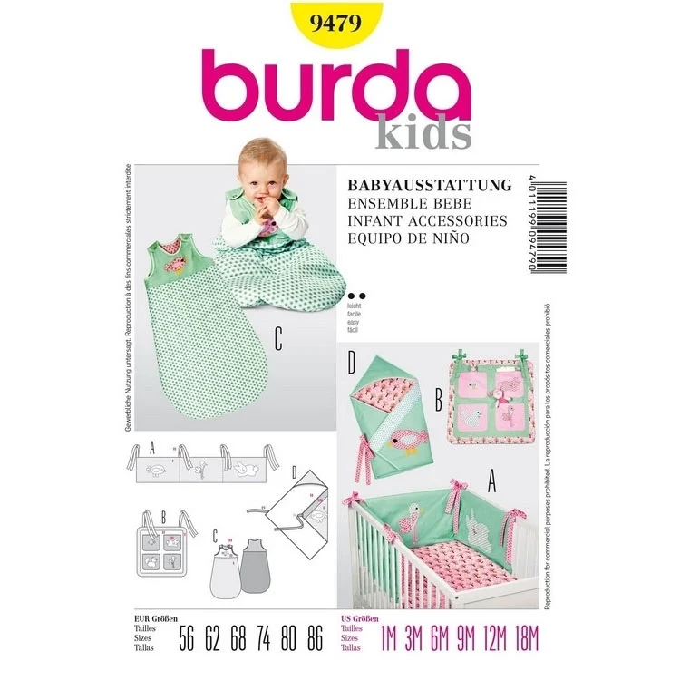 Schnittmuster Babyausstattung, Burda 9479