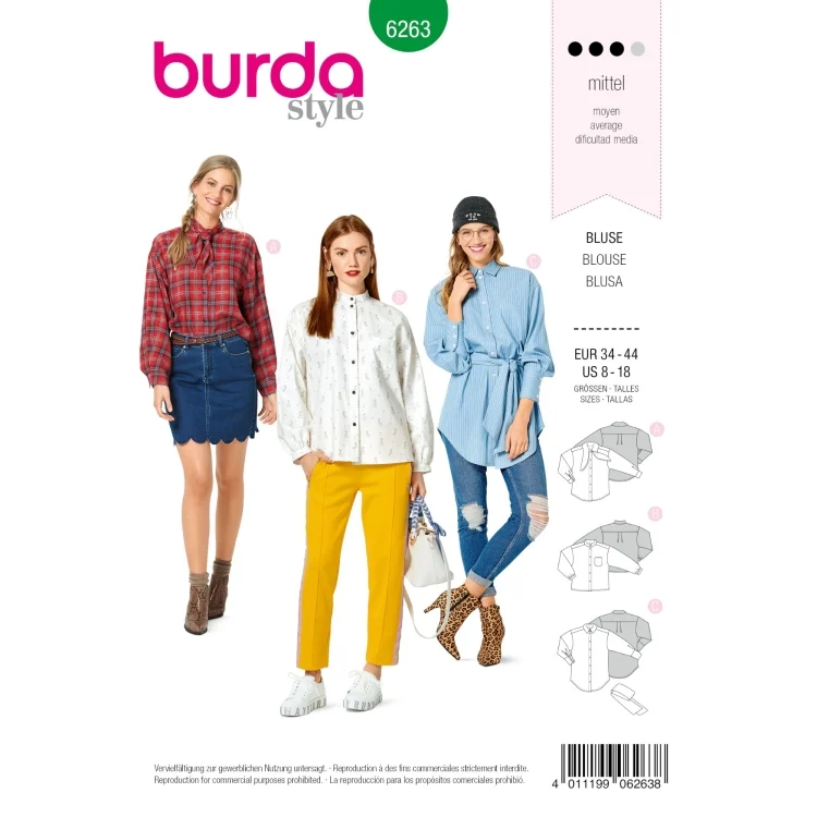 Schnittmuster Bluse, Burda 6263