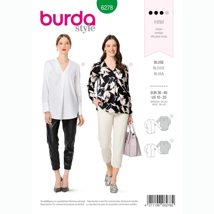 Schnittmuster Bluse, Burda 6278