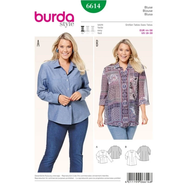 Schnittmuster Bluse, Burda 6614