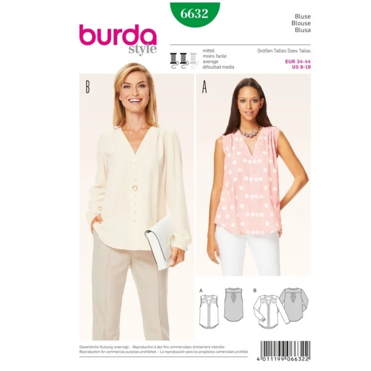 Schnittmuster Bluse, Burda 6632