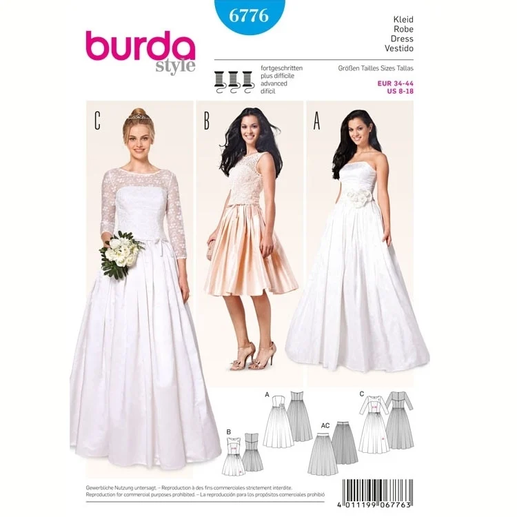Schnittmuster Brautkleid, Burda 6776