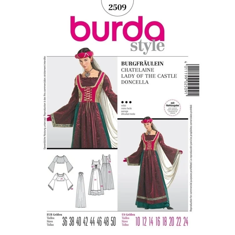 Schnittmuster Burgfräulein, Burda 2509