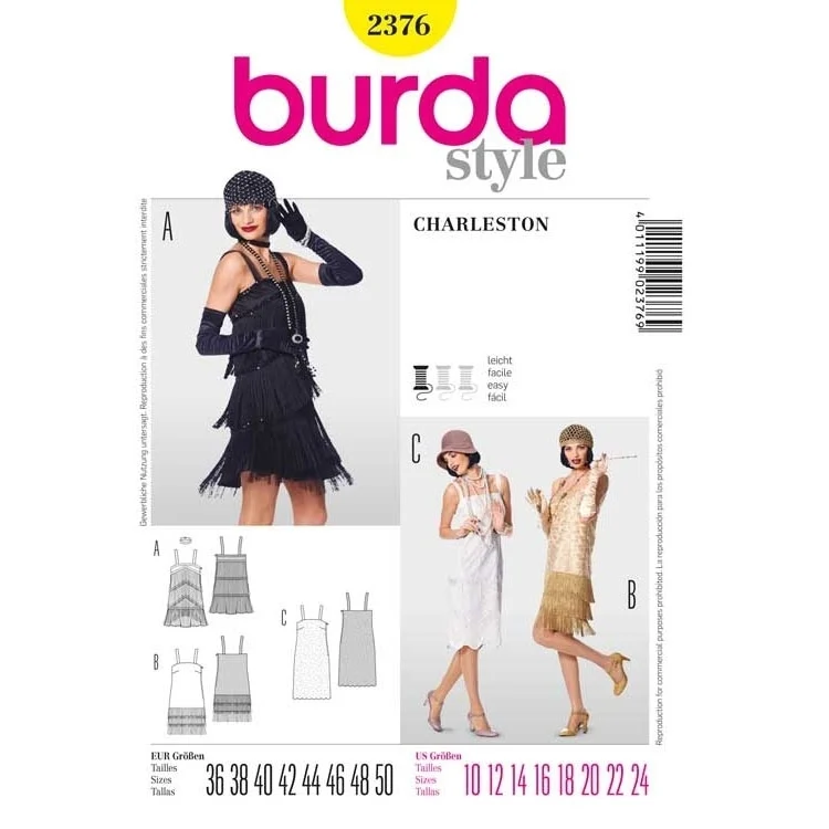 Schnittmuster Charleston-Kleid, Burda 2376