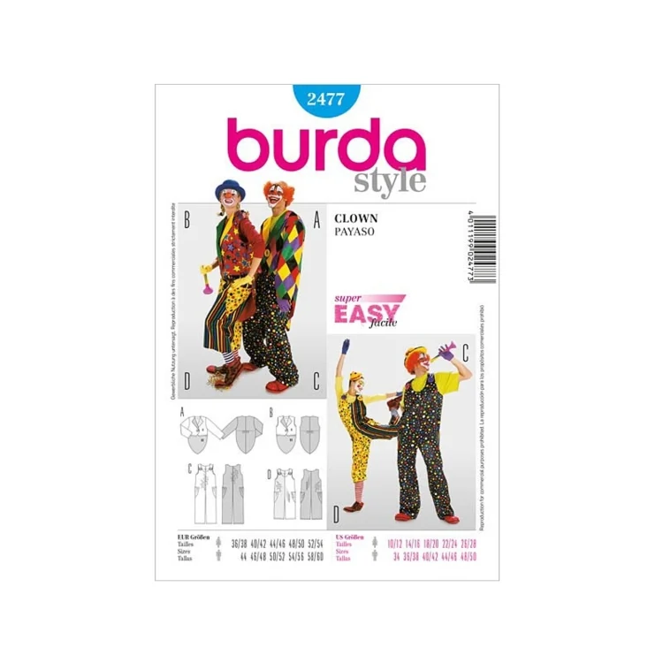 Schnittmuster Clown, Burda 2477