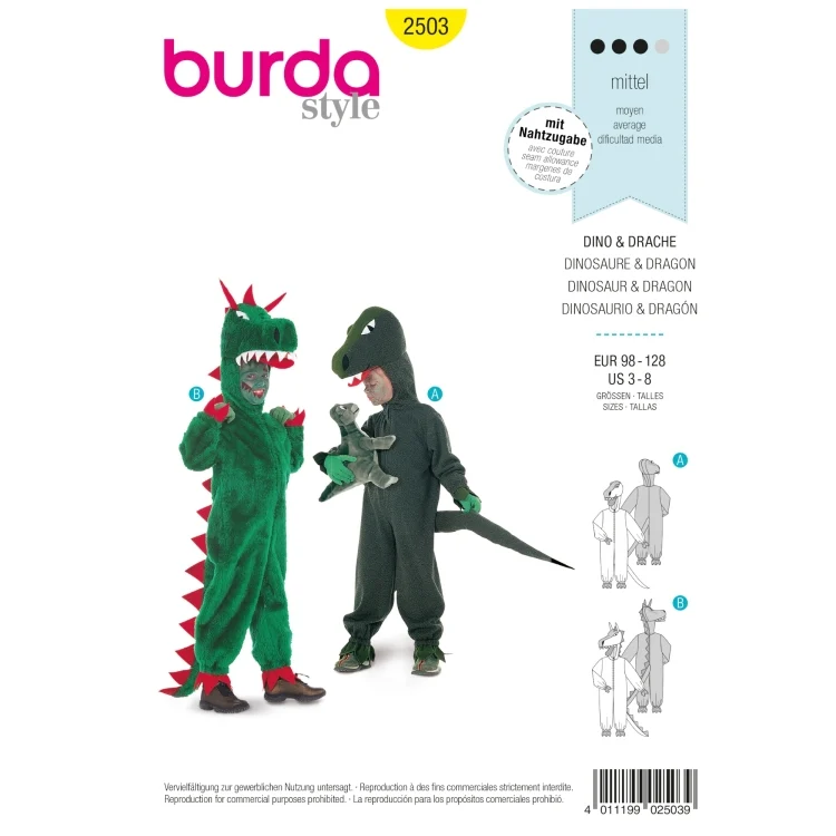 Schnittmuster Dino und Drache, Burda 2503