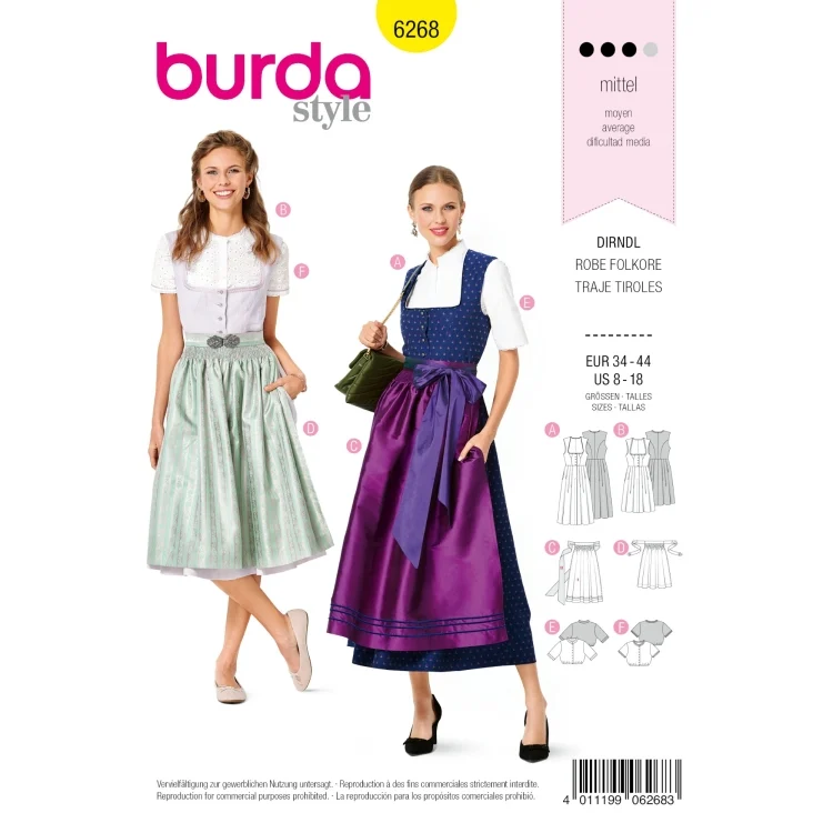 Schnittmuster Dirndl, Burda 6268