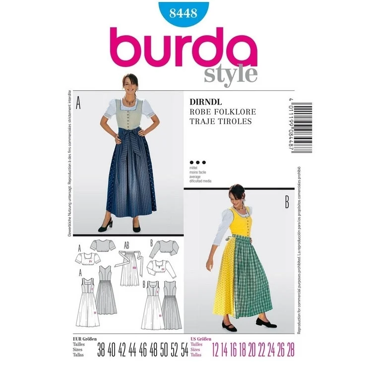 Schnittmuster Dirndl, Burda 8448