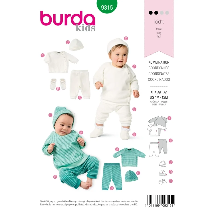 Schnittmuster Erstlingsset, Burda Kids 9315