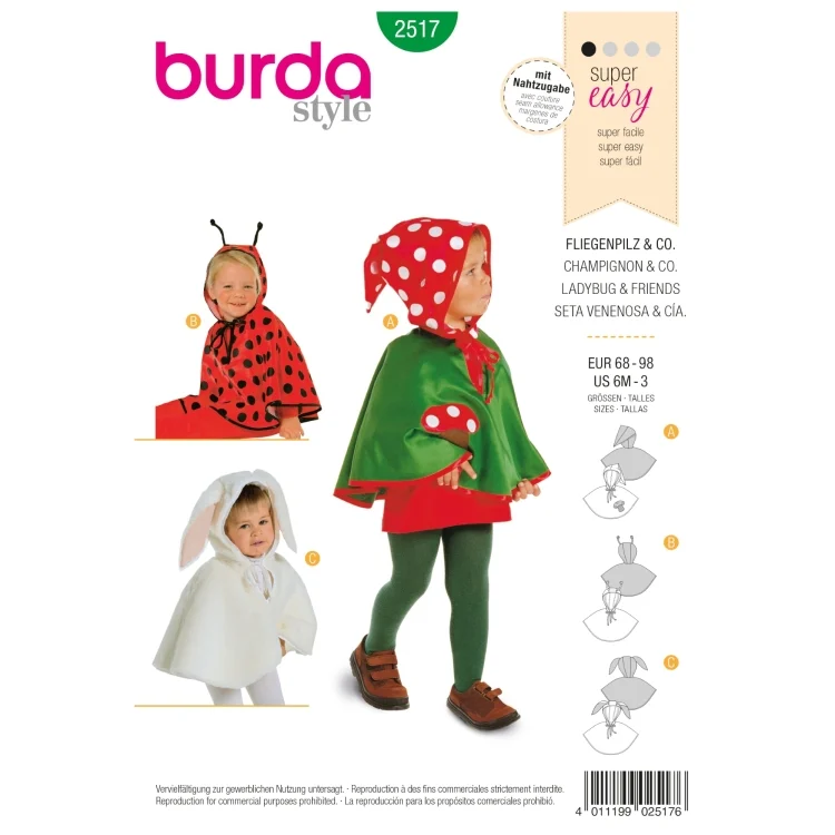 Schnittmuster Fliegenpilz und Co, Burda 2517