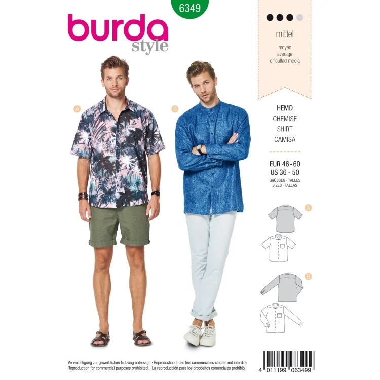 Schnittmuster Herren Hemd, Burda 6349