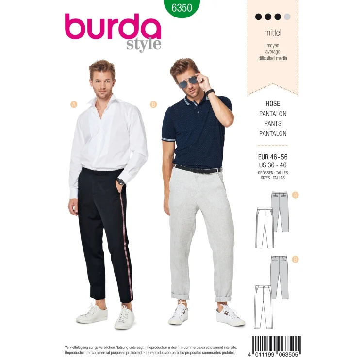 Schnittmuster Herren Hose, Burda 6350