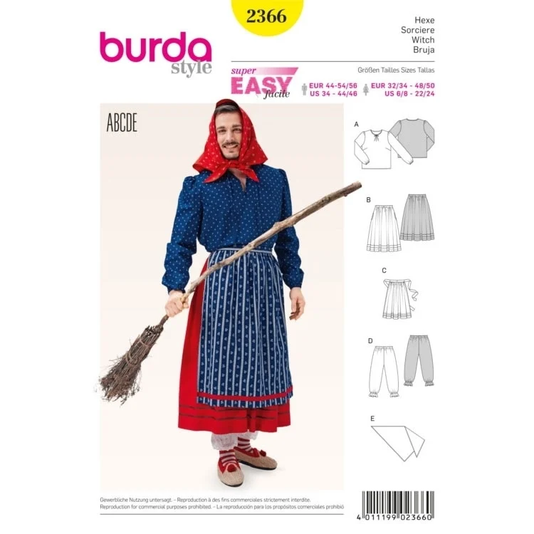 Schnittmuster Hexe, Burda 2366